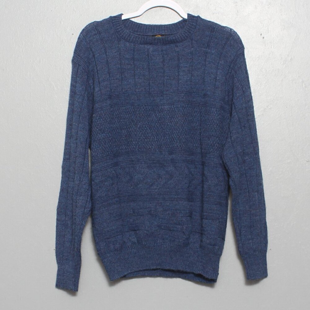 Vintage Iredell County blue wool crew neck sweater